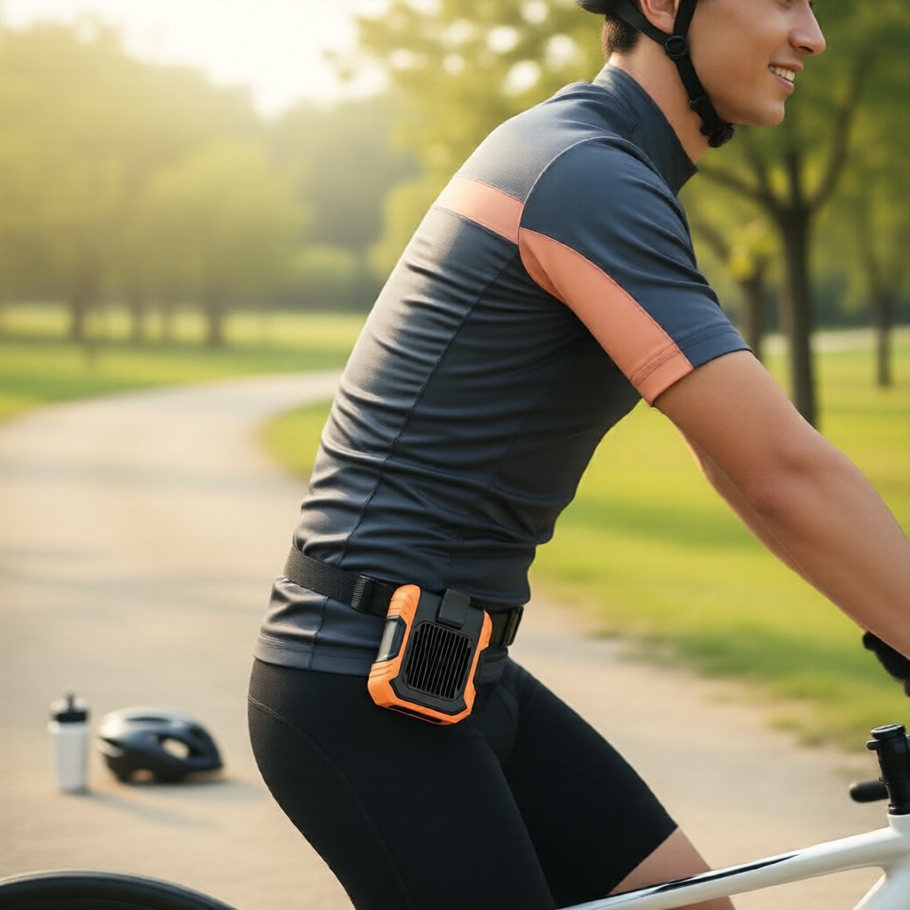 Waist Clip-On Portable Fan, 3 Speeds, USB Rechargeable, With Flashlight for Outdoor Use Kipas Klip Pinggang Mudah Alih, 3 Kelajuan, Boleh Cas USB, Dengan Lampu Suluh Untuk Luar