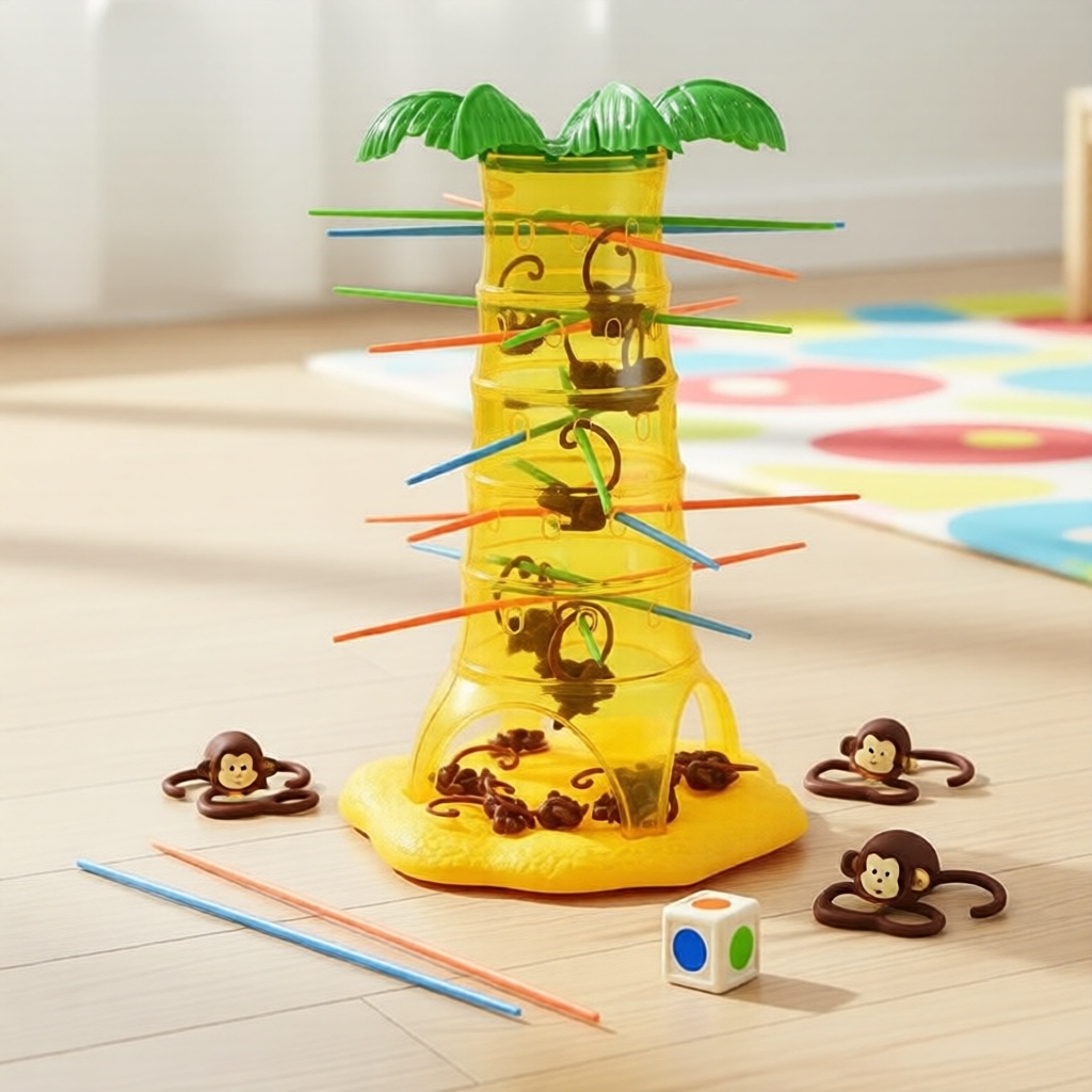 Monkey Tree-Climbing Board Game – Multiplayer Family Tabletop Toy, Skill & Tumbling Fun for Kids 3+ (Graduation Gift) Permainan Papan Panjat Pokok Monyet – Mainan Meja Keluarga Berbilang Pemain, Kemahiran & Keseronokan Tumbang untuk Kanak-kanak 3+ (Hadiah