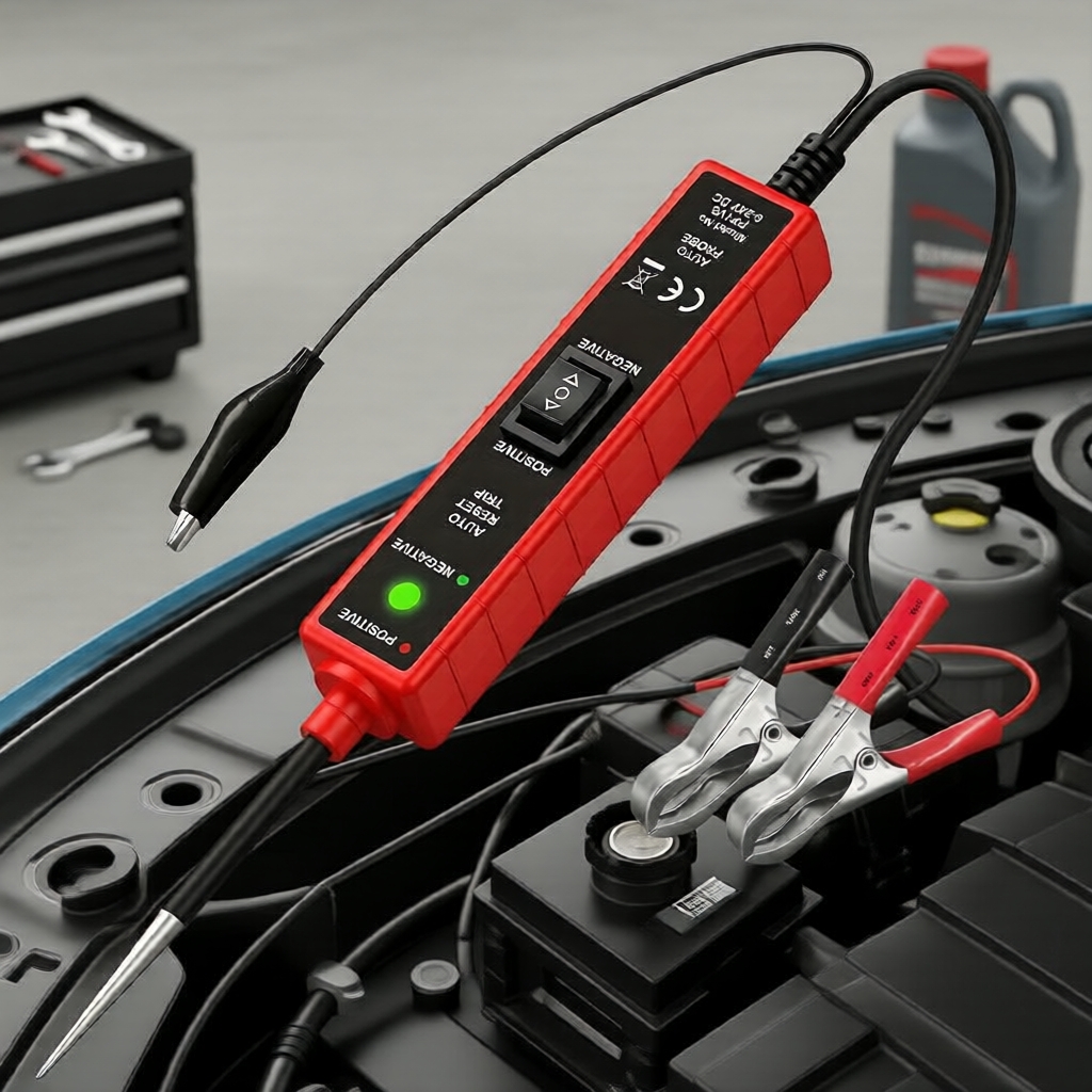 Automotive and motorcycle dual-use 6-24V circuit tester, LED display with buzzer prompt, ABS housing, no battery required, durable automotive electrical tester Penguji litar 6-24V serba a untuk kereta dan motosikal, paparan LED dengan isyarat bunyi,