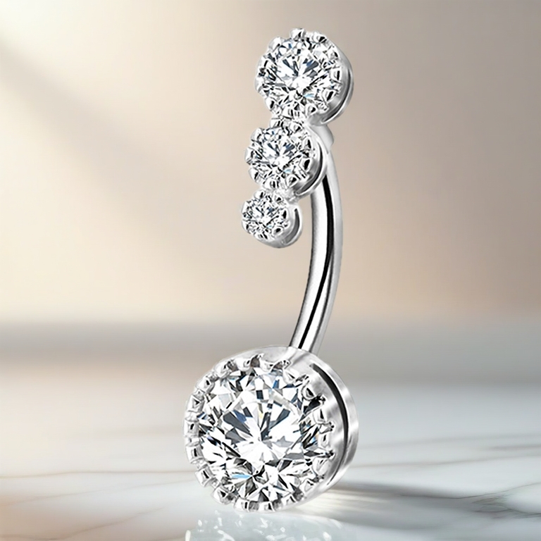 Women's Fashion Rhinestone Balls Navel Button Barbell Body Piercing Belly Ring
