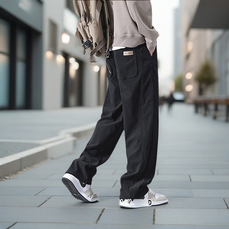 MK Baggy Pants Men Loose Casual Pants Corduroy long pants men straight retro trousers Seluar Casual Lelaki (556)