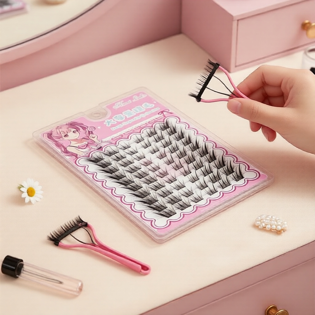 Gemini Adhesive-Free Hard Stem Sunflower Eyelashes - Natural, Thick Manga Finish Gemini Gam Tanpa Gam Bunga Matahari Batang Keras - Bulu Mata Semulajadi, Kemasan Manga Tebal
