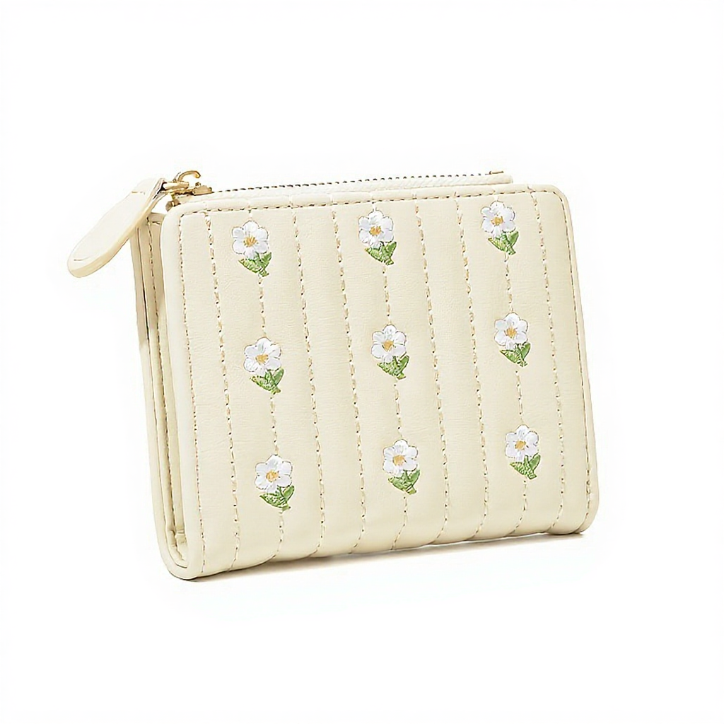 In Stock Short women's purse embroidery wallet korean style cute simple coin card holder dompet duit perempuan beg wanita