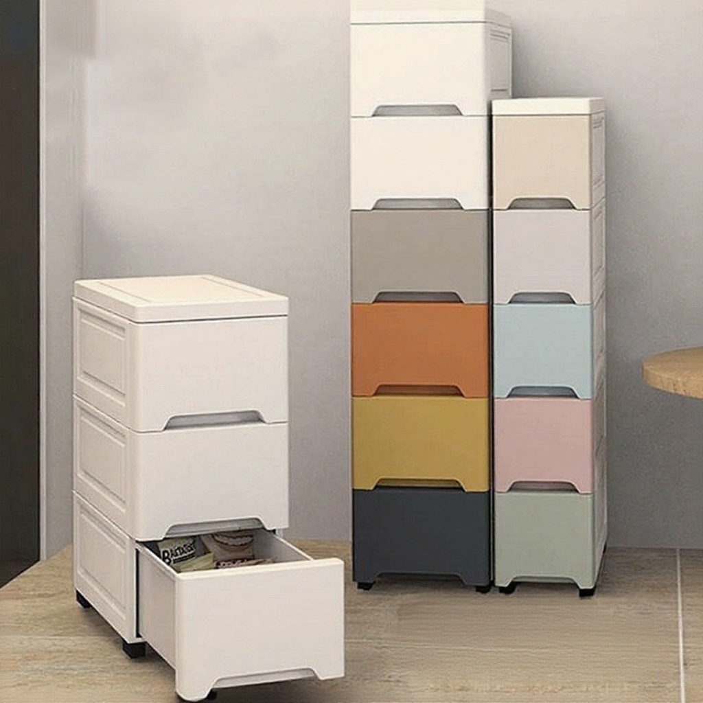 Narrow Plastic Storage Rack with Multi-Layer Design for Kitchen and Bathroom (Multi Variation Available)