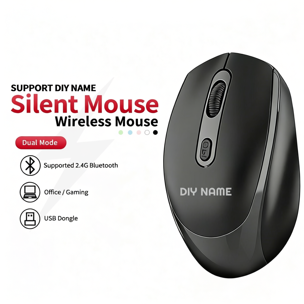 2.4G+ Bluetooth Dual Mode Wireless Mouse RECHARGEABLE Mouse Power Saving Mute Button USB