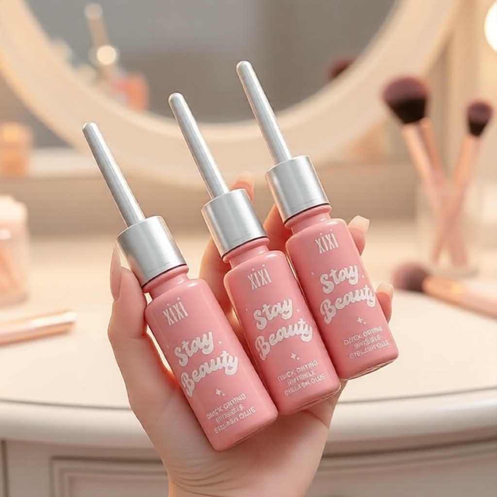 Invisible false eyelash glue with quick dry, long-lasting, and gentle formula.  Gam bulu mata palsu tidak berwarna dengan formulasi cepat kering, tahan lama, dan lembut.