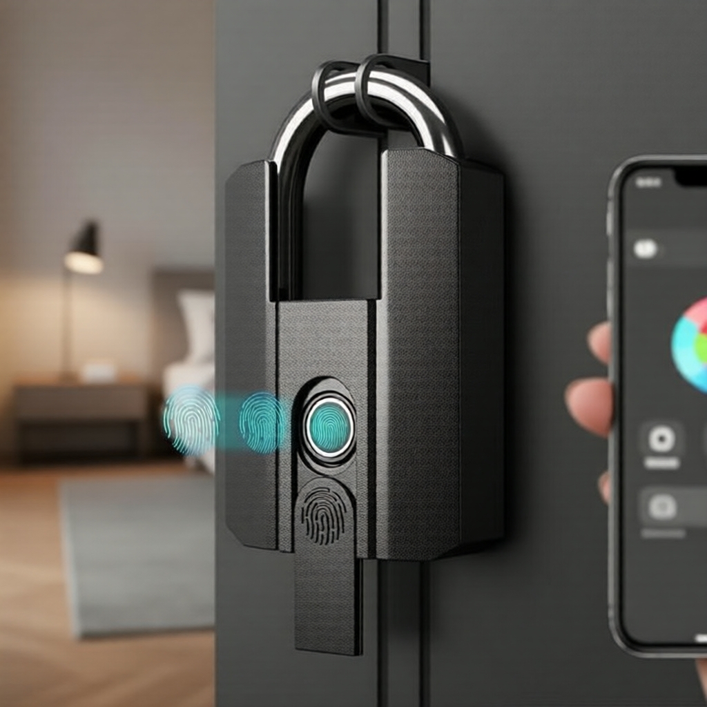 TTlock 2025 ,100,,APP,, TTlock 2025 Padlock Pintar Cap Jari, 100 Cap Jari, Kalis Air, Anti-Potong, Buka Kunci Jauh Aplikasi, Saiz Besar, Kunci Ganti