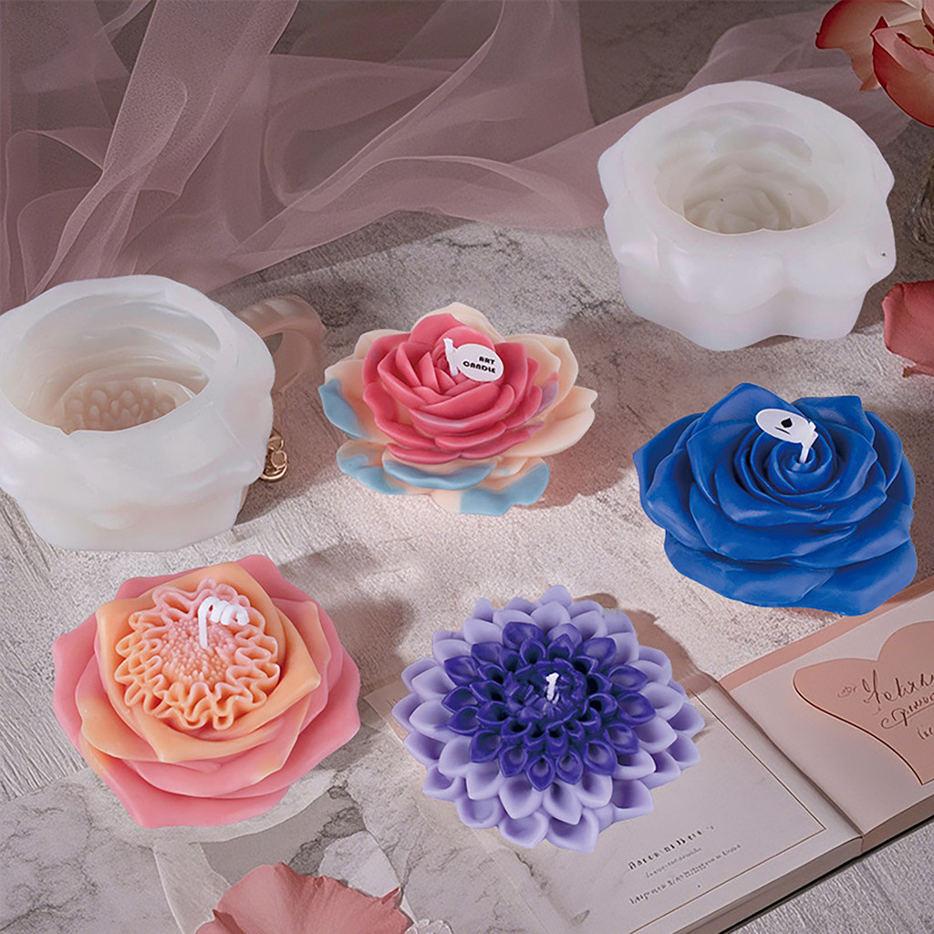 [THO] Floral Silicone Candle Mold DIY Soap Candle Making Kit Realistic Blossom Shape Soap Making Mold for Home Decor