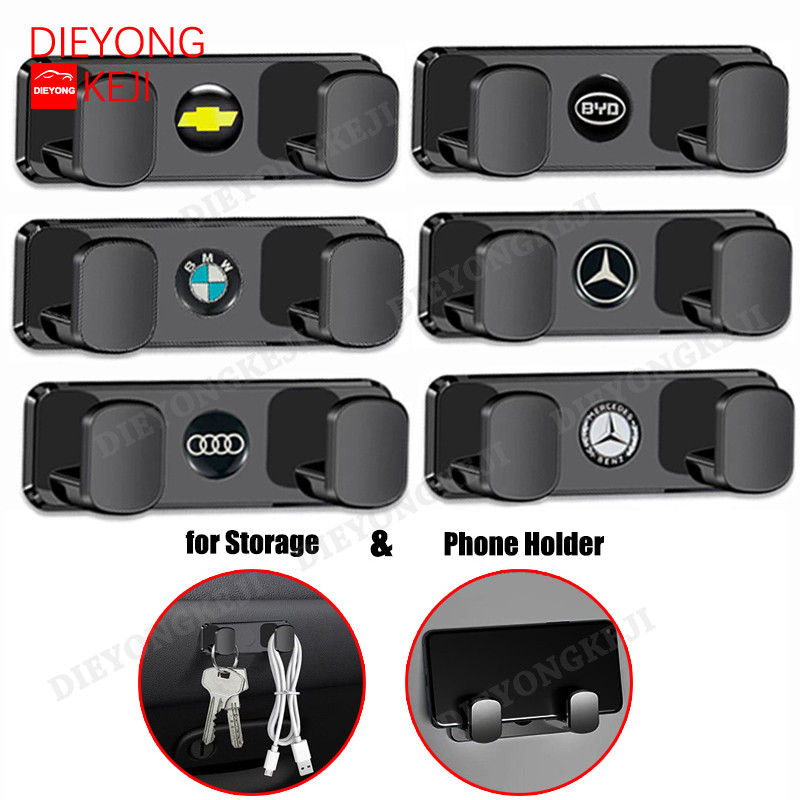 [Ready Stock] 2 in 1 Car Seat Double Hook, Car Rear Seat Storage Hook,Car Hanging Storage Organizer for Handbag Purse Coat , Headrest Hanger, Mobile Phone Holder for Perodua Proton BMW Benz Honda Toyota Mitsubishi Nissan ISUZU Mazda Ford
