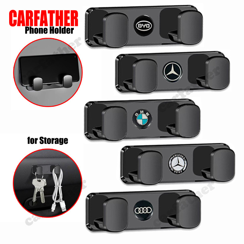 2 in 1 Car Seat Double Hook, Car Rear Seat Storage Hook,Car Hanging Storage Organizer for Handbag Purse Coat , Headrest Hanger, Mobile Phone Holder for Perodua Proton BMW Benz Honda Toyota Mitsubishi Nissan ISUZU Mazda Ford