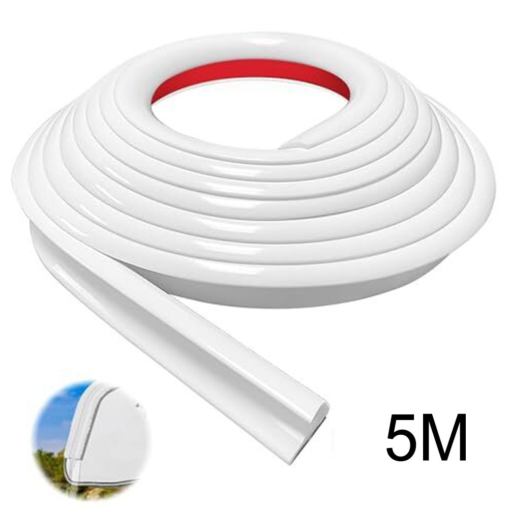 [HOT]  5M RV Rain Gutter 1/2" Height Drip Rail PVC Rain Strip Roof J Shape Rain Gutter