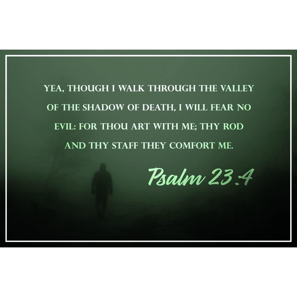 Christian Poster Bible Verse Psalm 23:4 Walking in Fog Motivational Inspirational Educational Religious Premium Gloss Poster Wall Decor