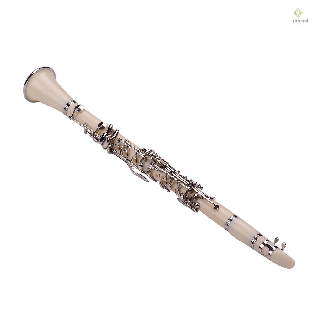 (Docooler)ABS 17-Key Clarinet Bb Flat with Carry Case Gloves Cleaning Cloth Mini Screwdriver Reed Case 10pcs Reeds Woodwind Instrument