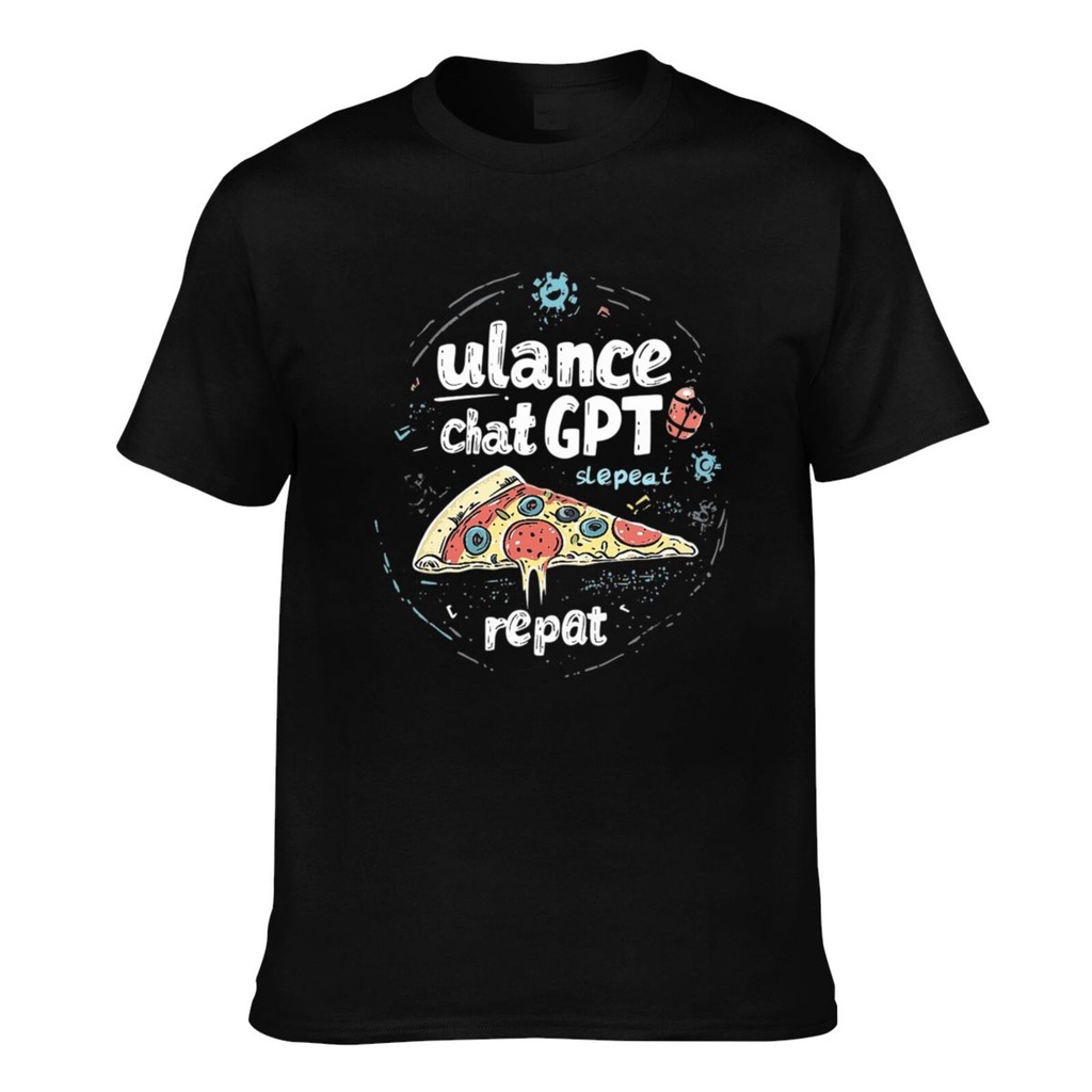 Premium Cotton Ulance Eat Sleep Chatgpt Repeat Pizza And Enjoying Time (4) Good Quality T-Shirt For Mans