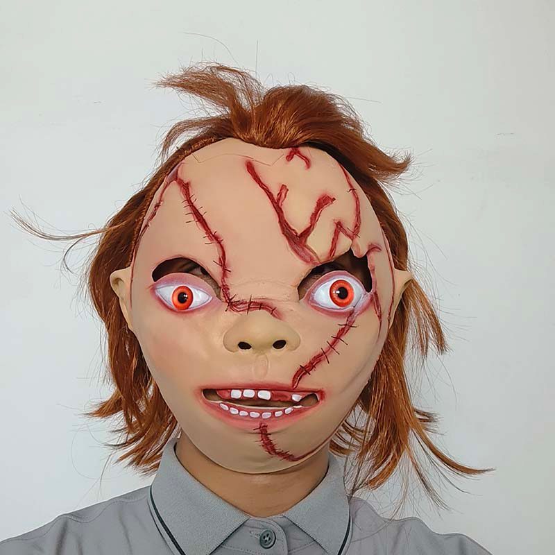 Movie Chucky Cosplay Mask Unisex Latex Long Hair Mask Actor's Headgear Halloween Party Horror Mask