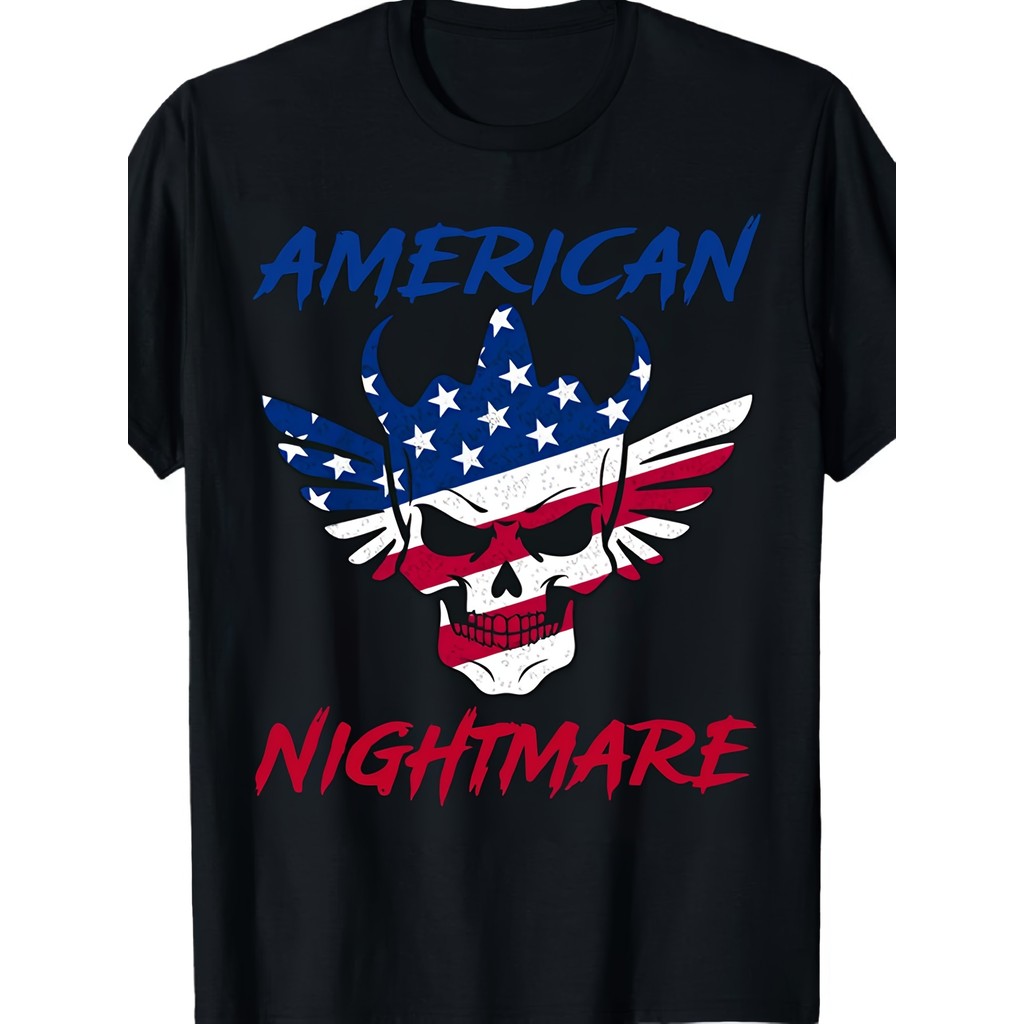 Men'S Retro American Patriotic T-Shirt| Bold Skull & Eagle Stars Stripes Print Moisture-Wicking Crew Neck Tee Suitable For 4Th Of Gym Outdoor Activities & Casual Wear