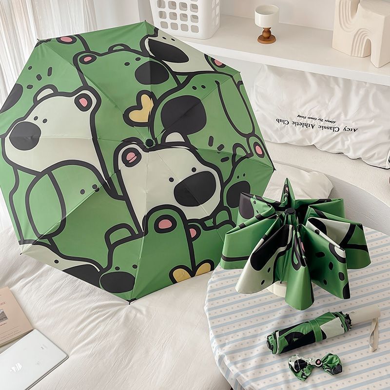 [Special Offer] Ten-Bone Fully Automatic Umbrella Cartoon Cute Sunscreen Anti-Ultraviolet Sunshade Folding Umbrella Vinyl Rain or Rain Umbrella Outdoor Sports Go to Wor