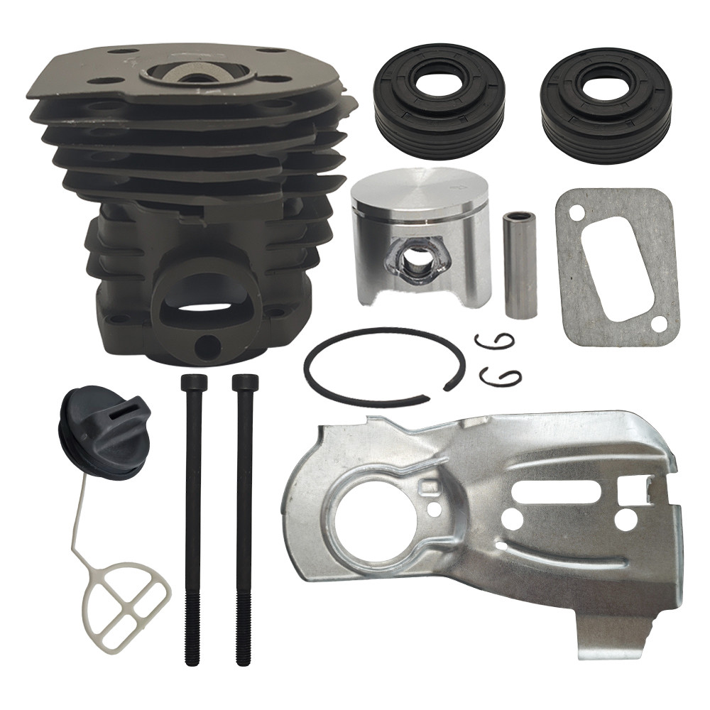 44mm Cylinder Piston Guide Plate Fuel Oil Cap Seals fit 340 345 350 Chainsaw Engine Top End Rebuild Parts
