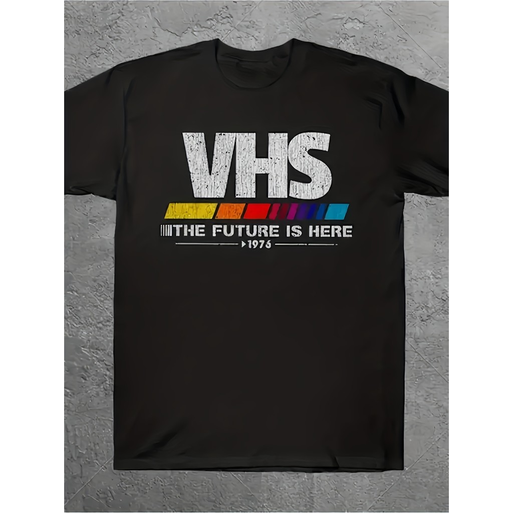 Men'S Vintage 1975 Retro Graphic T-Shirt| Colorful VHS Tape Design Breathable Stretch Fabric Machine Washable Crew Neck Regular Fit Flared Hem Ideal for Casual and Formal Outfits