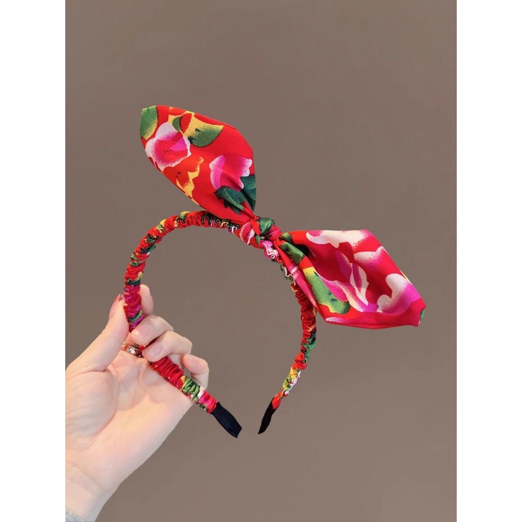 [Special Offer Seckill] Influencer New Northeast Big Flower Country Trendy Bow Headband Personality Funny Hair Accessories New Year 2026 Big Red Festive New Year Gift Fashionable Popular