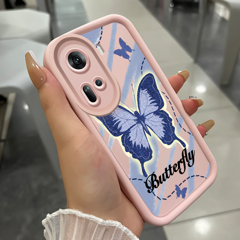 Case For OPPO Reno 11 5G Reno11 5G Three-Color Butterfly Phone Silicone Shockproof