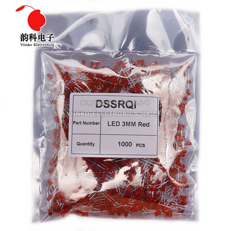 1000pcs 3mm LED Diode F3 Assorted Kit White Green Red Blue Yellow Orange Pink Purple Warm White DIY Light Emitting Diode