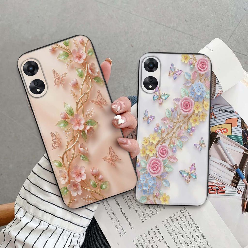 Oppo A60 case with flower print, beautiful fashion