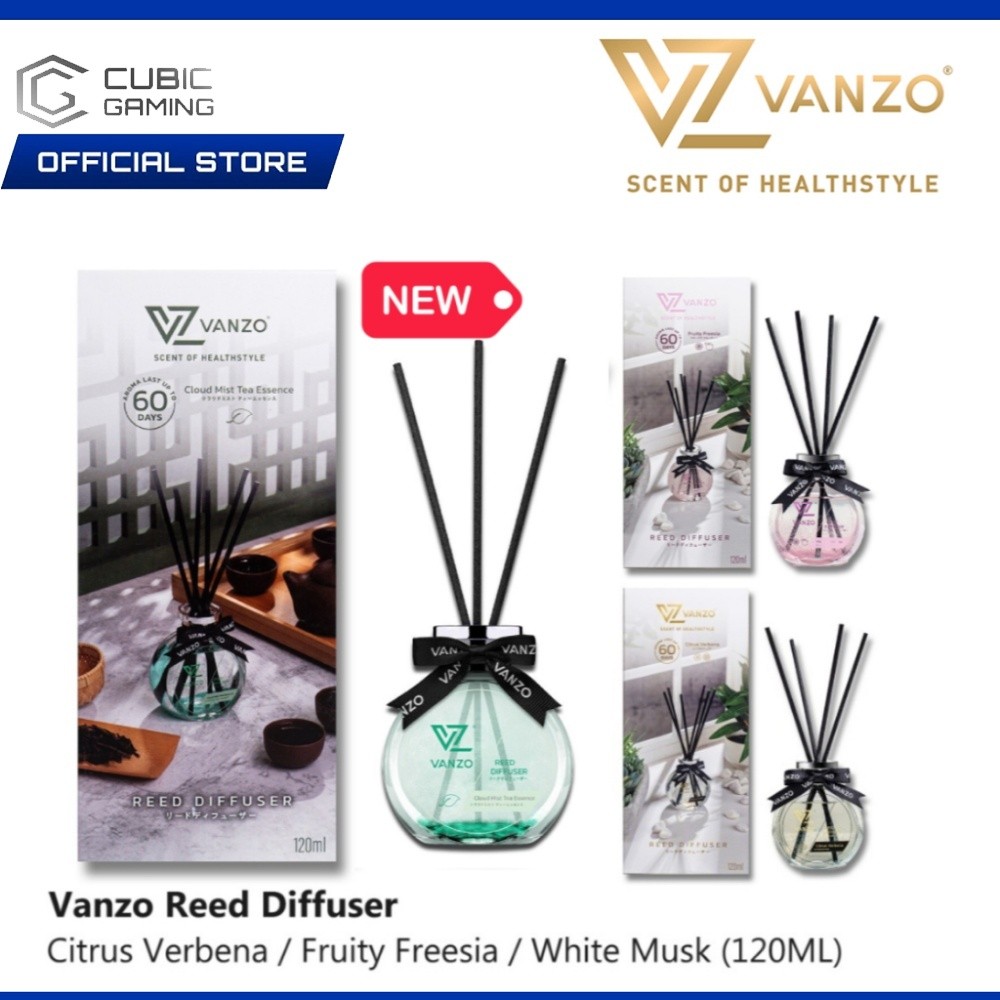 VANZO REED DIFFUSER CLOUD MIST TEA (伯牙绝弦) / CITRUS VERBENA / FRUITY FREESIA / WHITE MUSK AIR FRESHENER PERFUME - 120ML