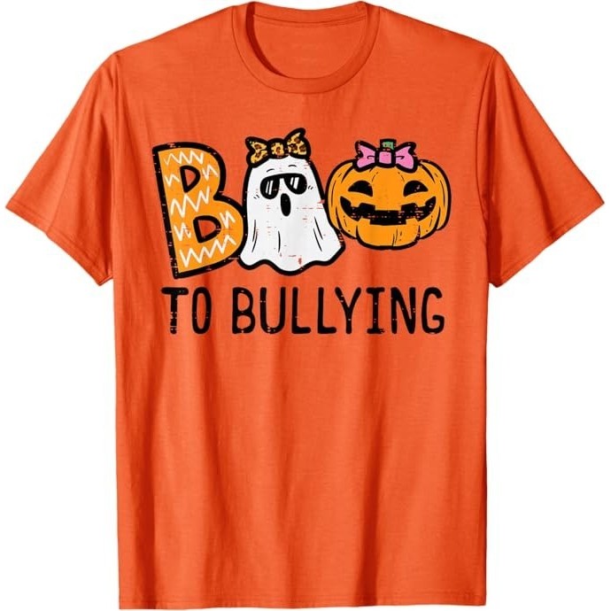 Boo Anti Bullying Funny Halloween Orange Unity Day T-Shirt