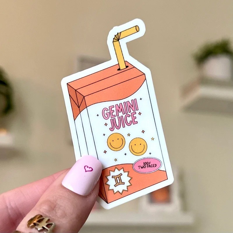 Waterproof Sticker "Gemini juice" - cute Gemini stickers, buy in bulk, cheap price M000336-4