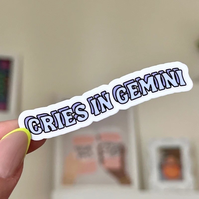 Waterproof Sticker "Cries in Gemini" - cute Gemini stickers, buy in bulk, cheap price M000316-9