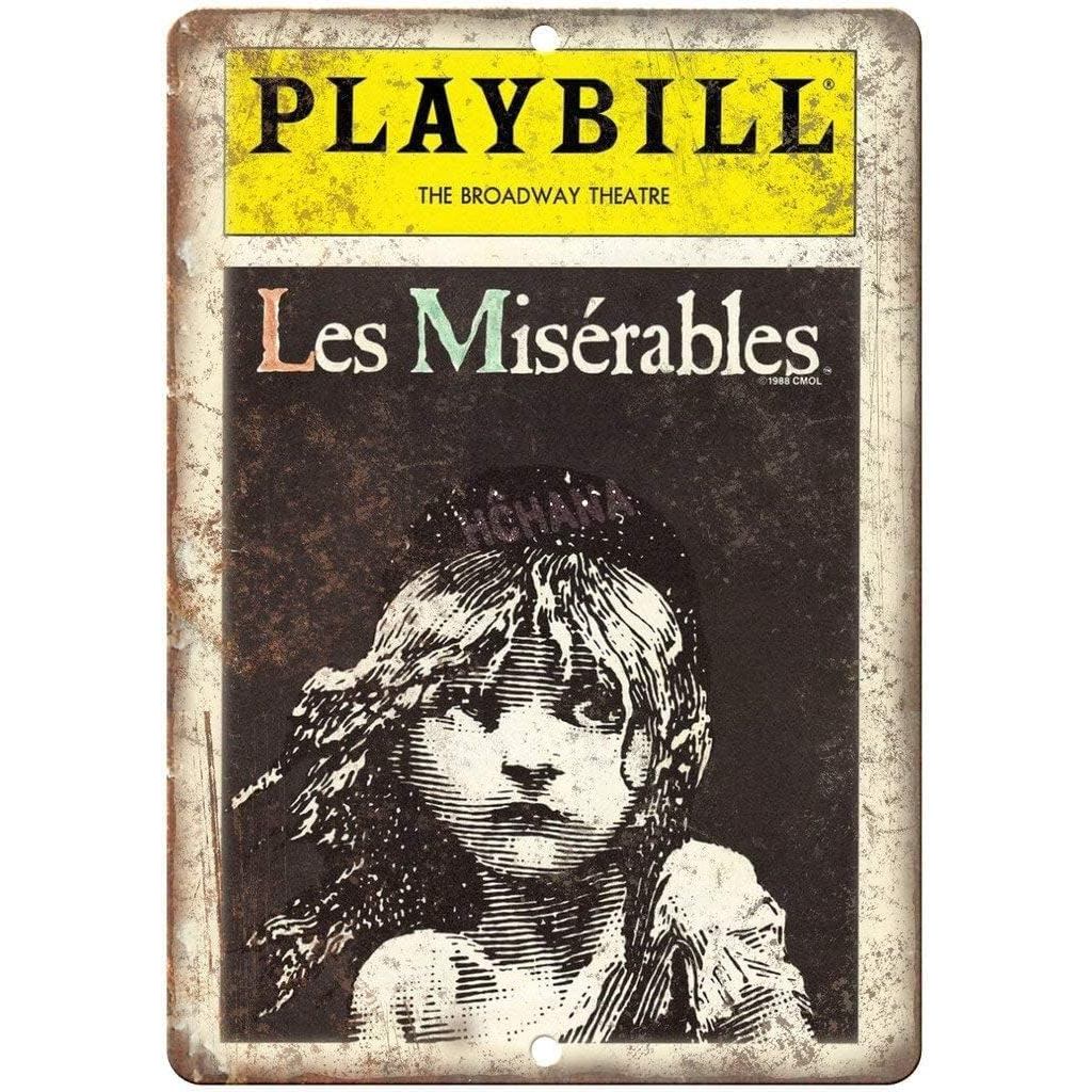 Playbill Broadway Theatre Les Miserables Tin Sign Vintage Wall Poster Retro Iron Painting Metal Plaque Sheet for Bar Cafe Garage
