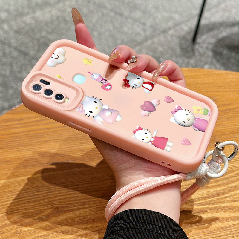 Case For VIVO Y50 Y30 Y30i Three-Color Cat Phone Silicone Shockproof Strap