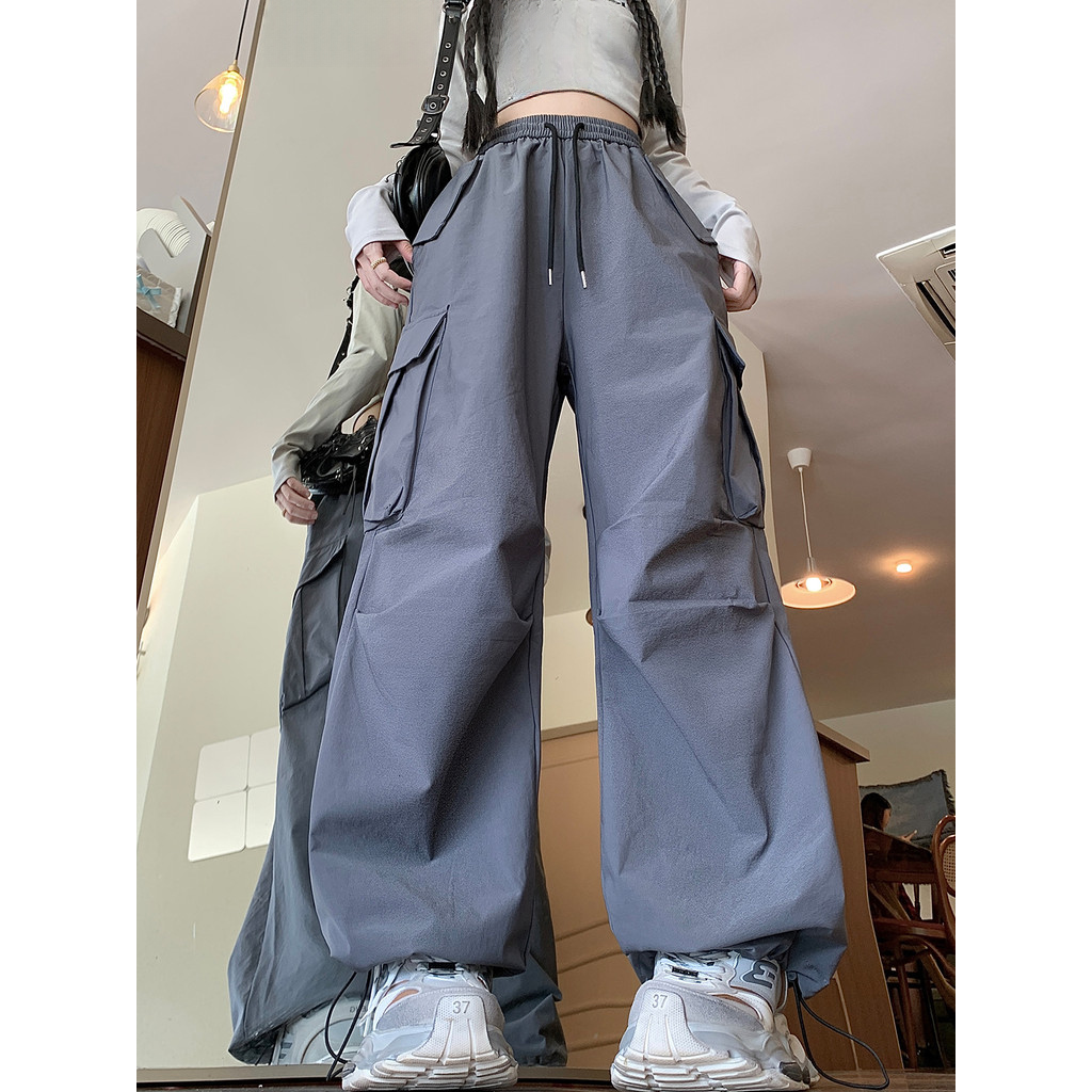 American Retro Large Pocket Overalls Men Women Spring Autumn vintage Street Wear Casual Loose Drape Wide-Leg Pants