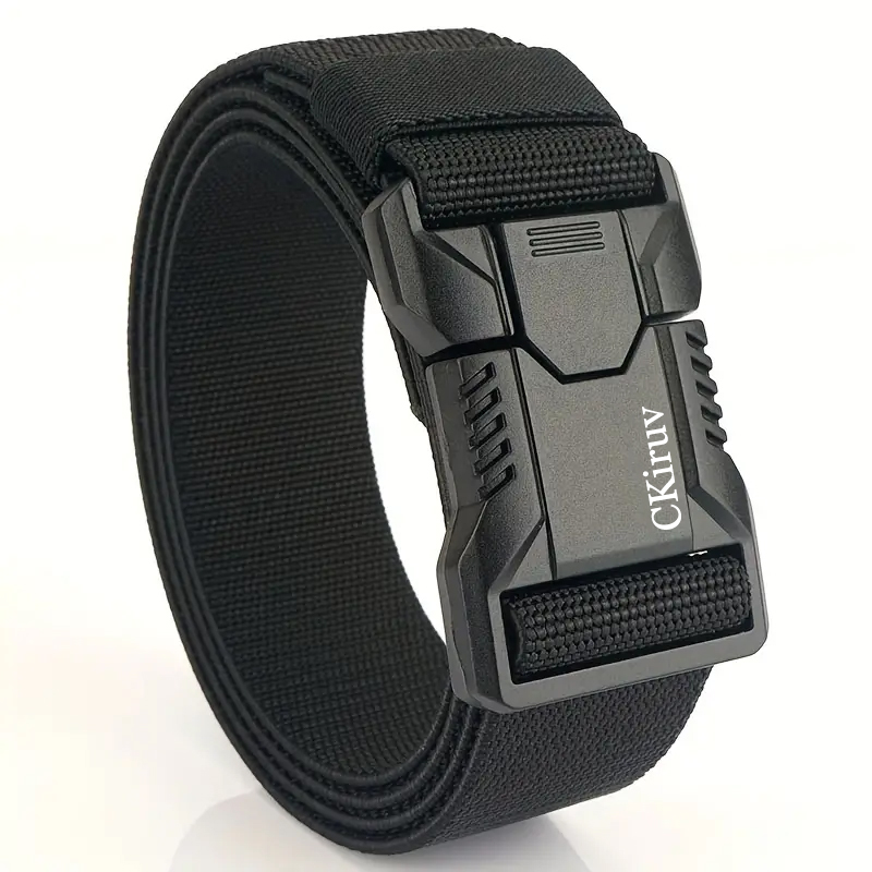Mens Black Belt Quick Release Auto Adjust Buckle for Business Casual Outdoor Waistband