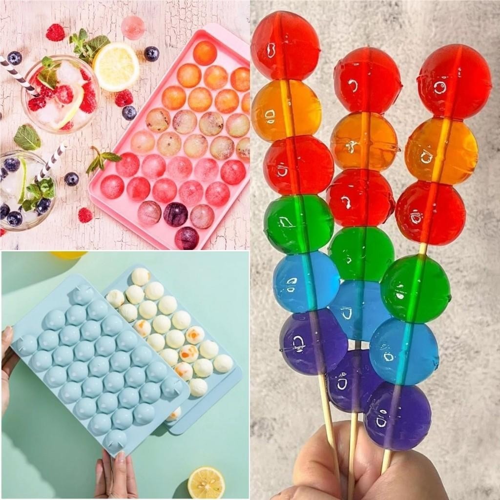 33 Grids Round Ice Cube Tray Ball Jelly Mold Maker Kitchen Party Cooking Use Freezer Acuan Ais Kiub Bulat 