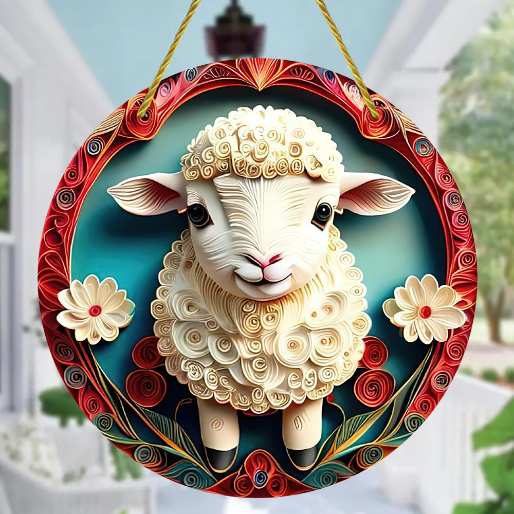 1pc, Sheep Pattern Painted Acrylic Patterns Home Decor For Window Or Wall, Decor For Home Gift, Door Hanging, Gifts For Friends Holiday Home Decor Room Decor Wall Garden Decor