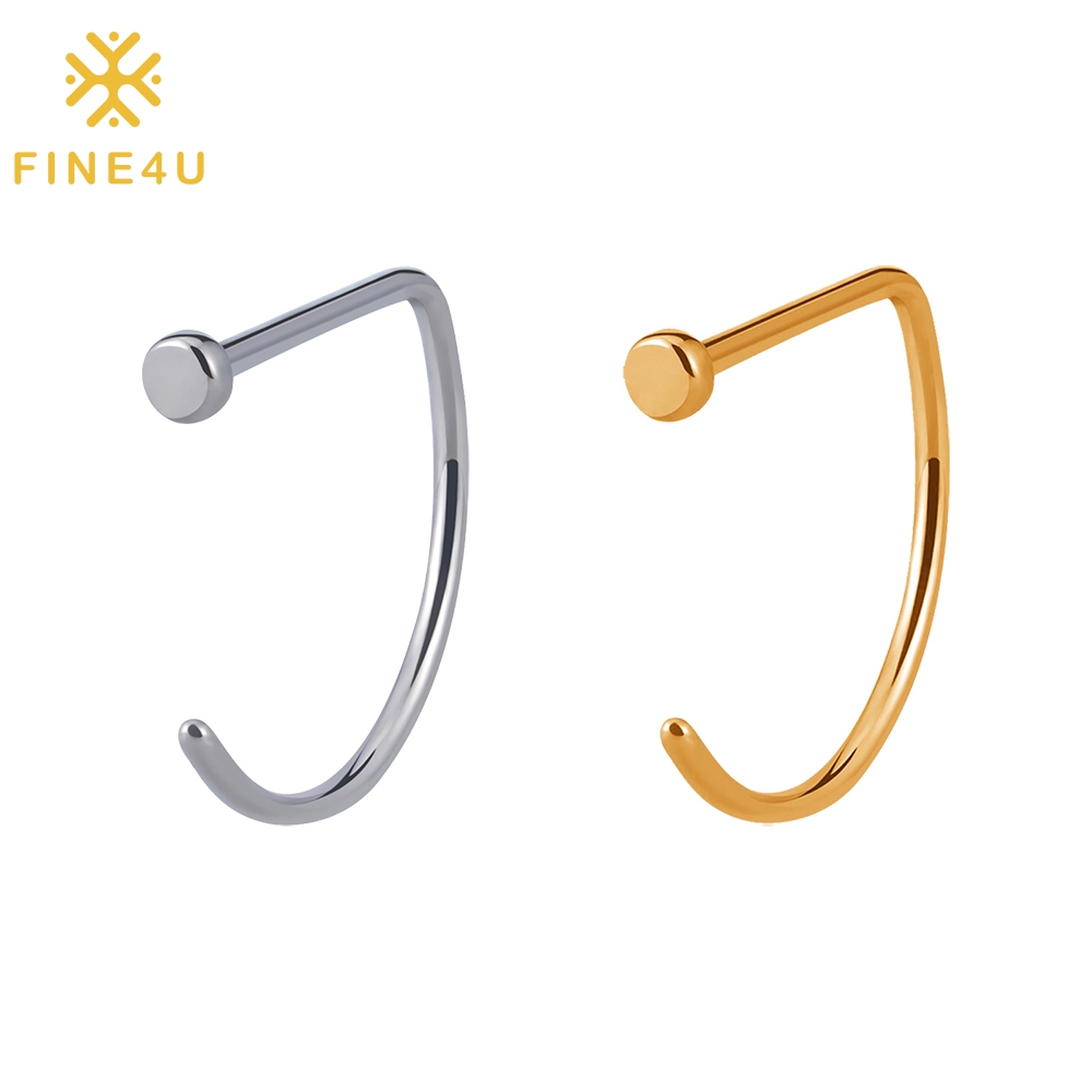 Fine4u Piercing Nose RING D-RING Hypoallergenic Hypoallergenic Implant Grauine Piercing