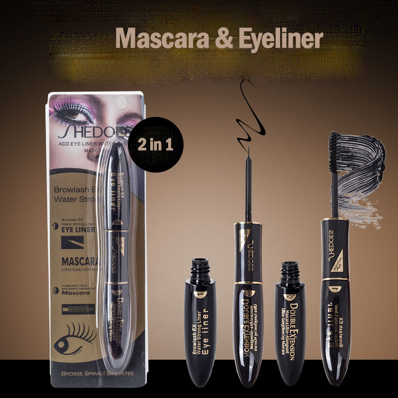 Double-headed Waterproof Mascara Liquid Eyeliner Two-In-One Certain Type Thick Elongated Curling Non-S