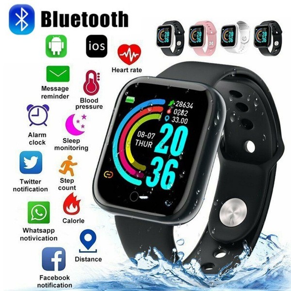 Y68 Waterproof Smart Watch Bluetooth Call 1.44 inch Full Touch  Fitness Traker With cMultifuntional/Sport/Run Smart Watch For Men.