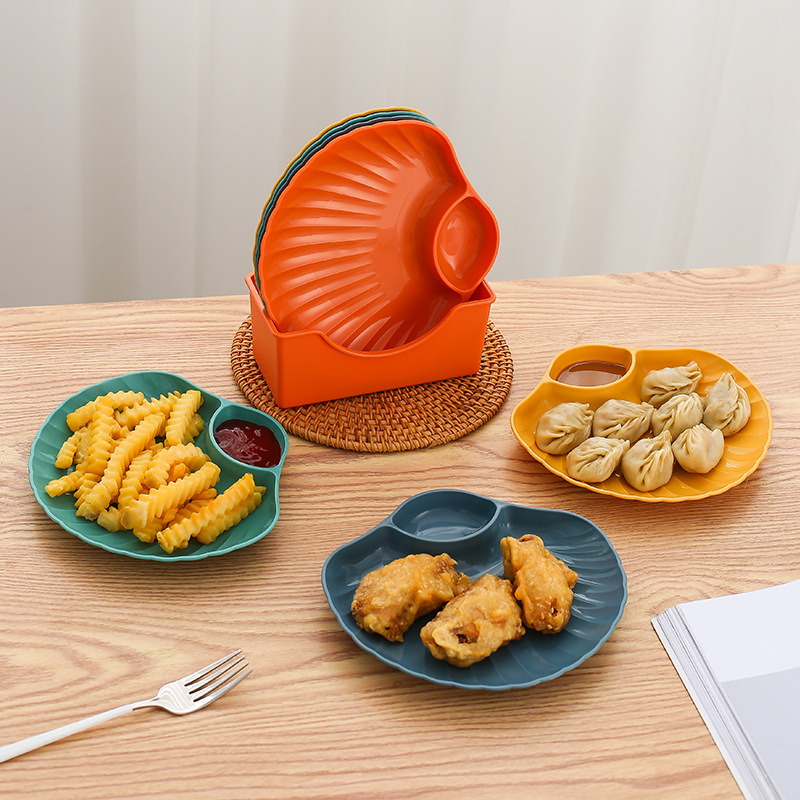 Wheat Straw Colorful Dumpling Dessert Nut Snacks Fruit Shell Dinner Tray Dish Plate with holder