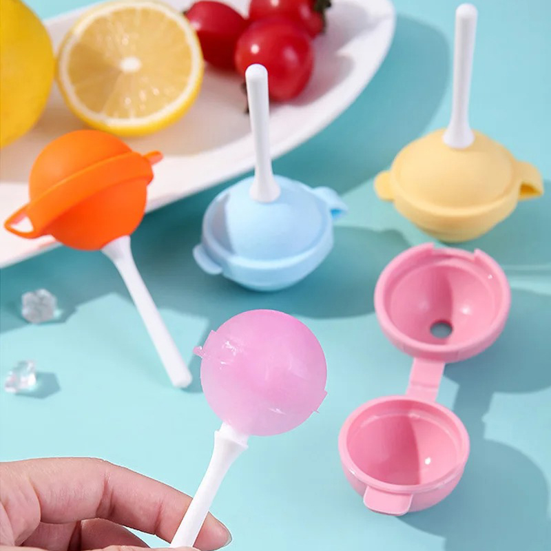 Lollipop Shape Ice Cream Mold Silicone Ice Pops Mold Cute Popsicle Mould DIY Ice Ball Maker