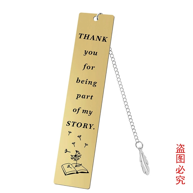 Bookmark European American Cross-Border Teacher's Day Gift Leaves Student Teacher Souvenir Lettering Gift Customized Metal Bookmark