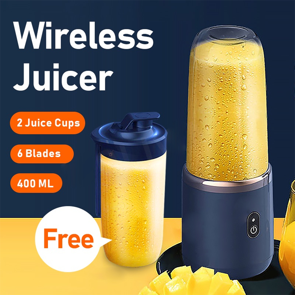 400ML Portable Juicer 6 Blades Blender Mixer Wireless USB Charging Fully Automatic Ice Crushing Household