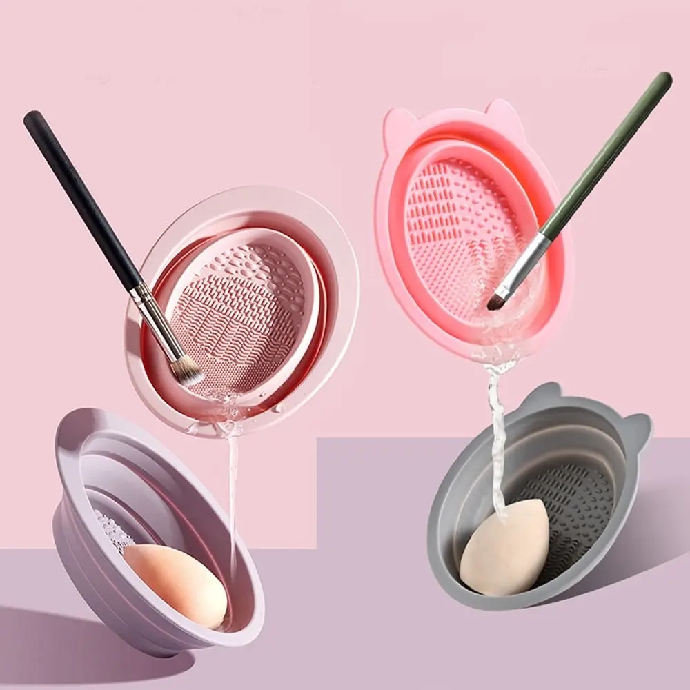 Foldable Makeup Brush Cleaning Pad Silicone Cosmetic Puff Cleaning Pad Makeup Accessories Washing Tool