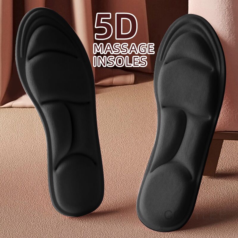 1 Pair 5D Insole Memory Foam Comfortable High Elastic Thickened Insole Arch Support Shock Absorption Massage Insole Suitable for Loafers Casual Shoes Sports