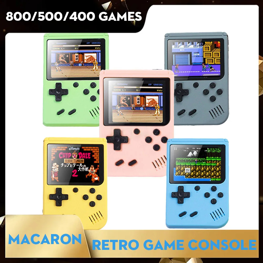 Retro Macaron Mini Game Console 3 Inch 800 In 1 Games Retro Game Machine Handheld Children Nostalgic Game Box Singles Doubles