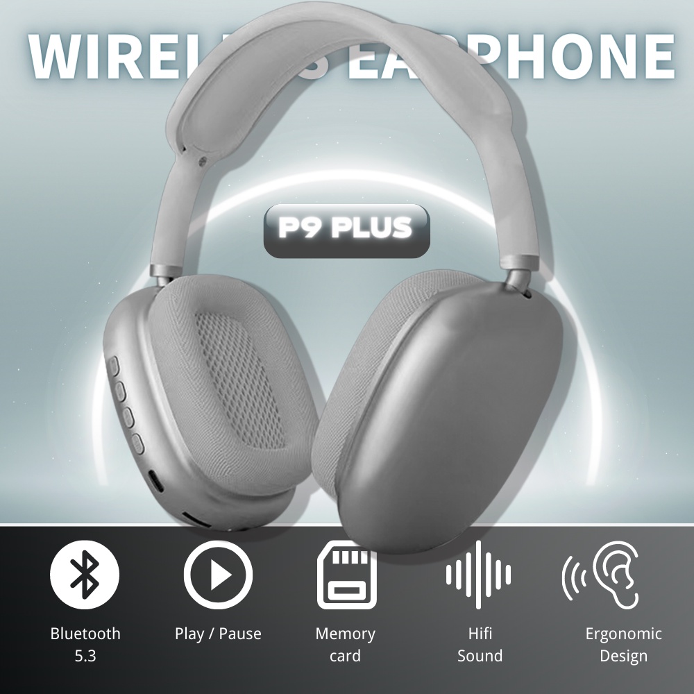 P9 Wireless Bluetooth Sports Headphones with Mic & Noise Reduction | On-Ear Stereo Headset
