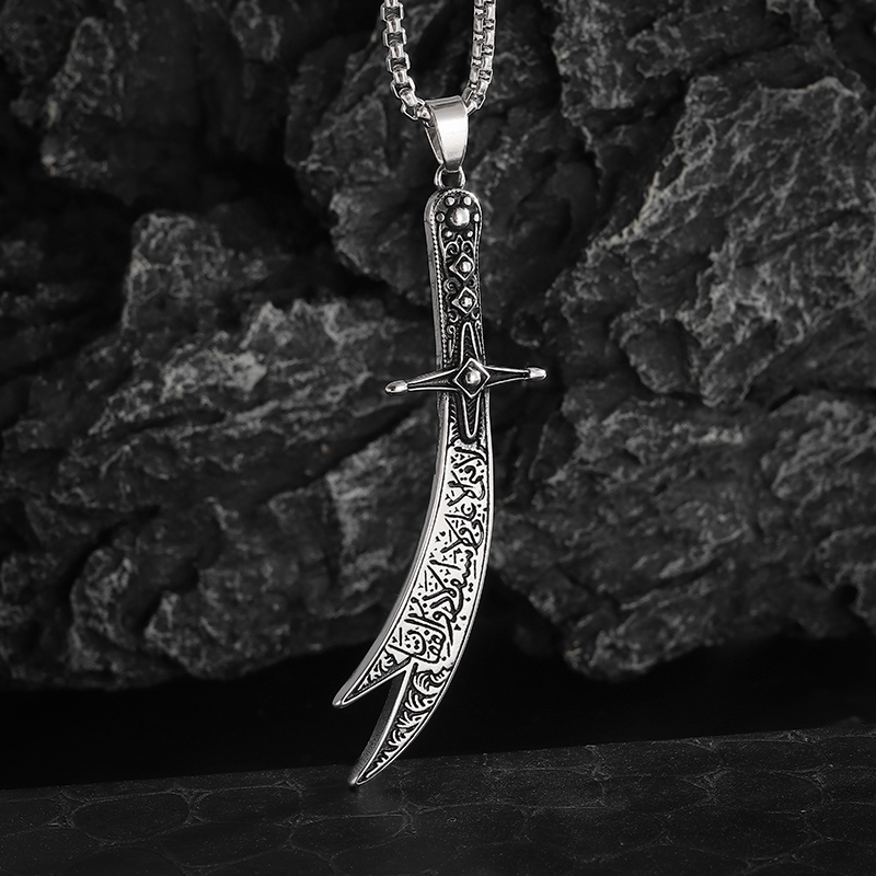 Creative Islamic Machete Necklace Pendant Men Women Fashion Unique Punk Style Lucky Amulet Accessories