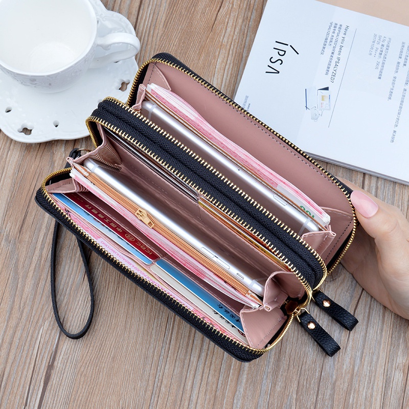 Elegant Women's Leather Purse | Fashion Long Purse with Zipper | Large Capacity Organizer | 8 Card Slots + Coin Pocket
